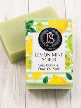 🍋🧼 Vegan Lemon Mint Scrub Shea Butter & Olive Oil Soap